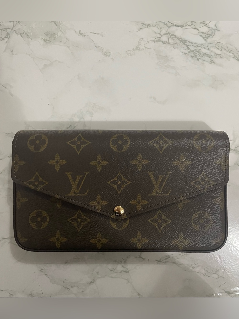 Louis Vuitton Monogram Canvas Brown Envelope Wallet Clutch